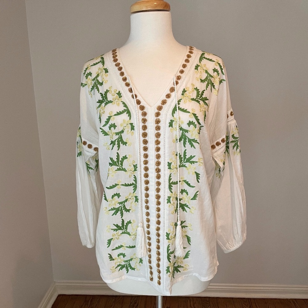 Embroidered Blouse Long Sleeved Size Medium